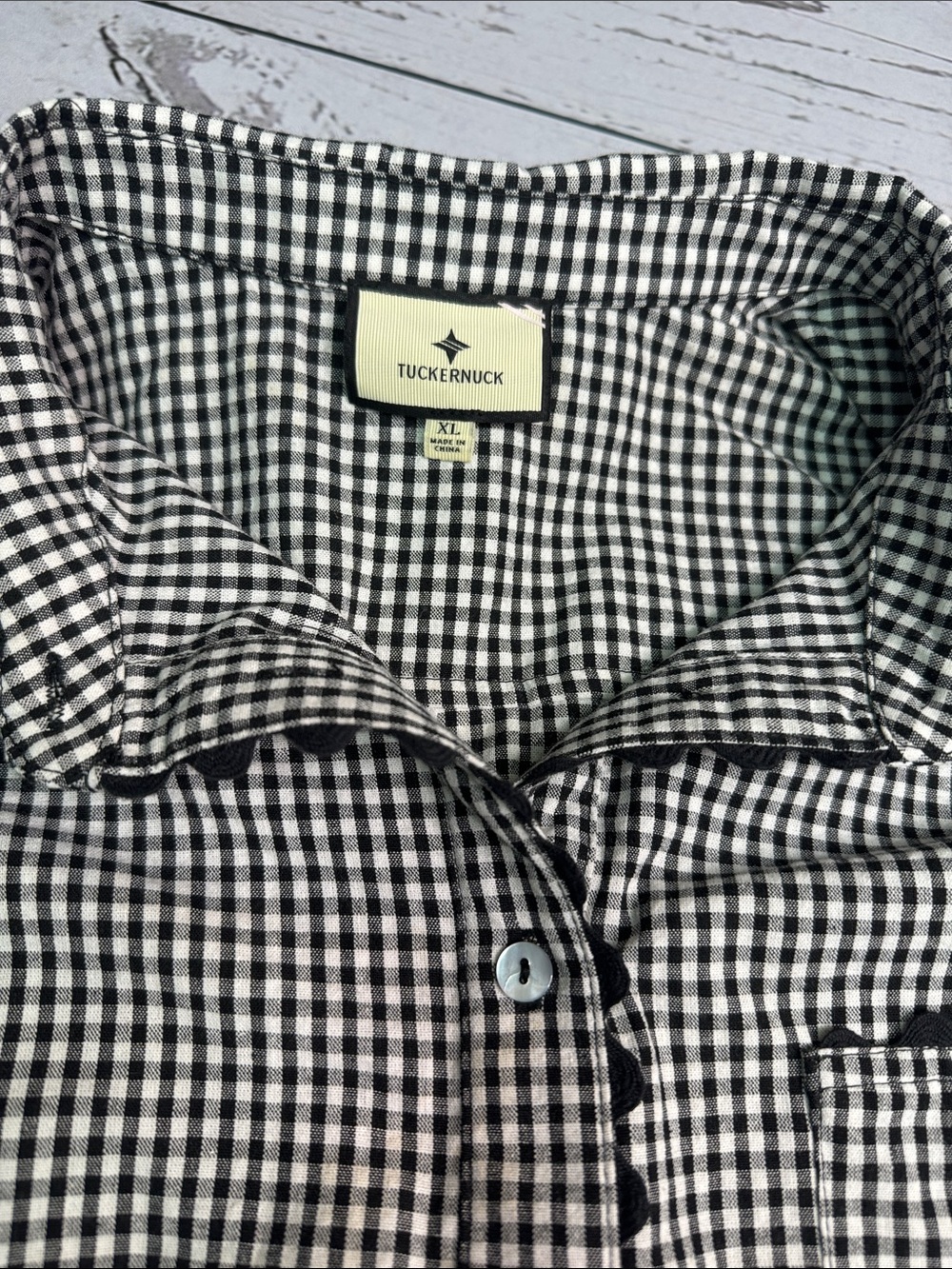 Women’s TUCKERNUCK Black And White Gingham Shirt Dress Size XL - Picture 2 of 6